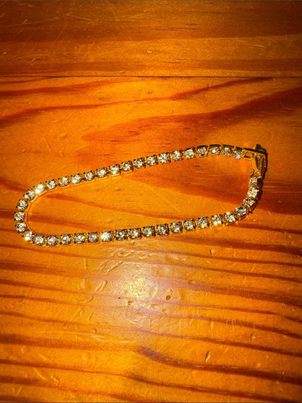 Gold Tennis Bracelet with Clear Stones - Women Jewelry